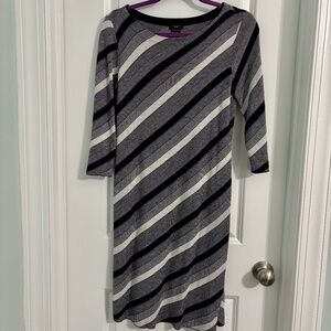 Navy/White Striped Ann Taylor Dress (Size MP)